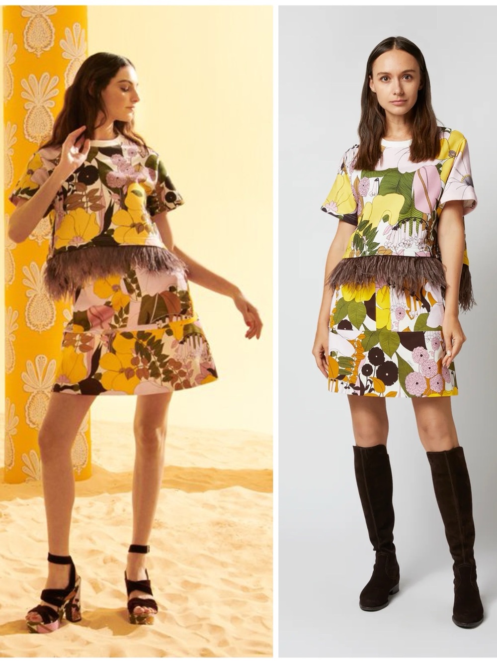 La DoubleJ Big Flower Rose Cotton Mini Skirt (XS) and Scala Short Sleeve Tee (M)